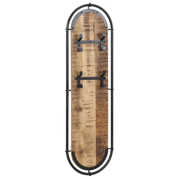 vidaXL Coat Rack Brown and Black Solid Mango Wood, Iron 13.4 in x 43.3 in