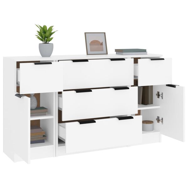 vidaXL Sideboard Set of 3 White Engineered wood Standard Sideboard