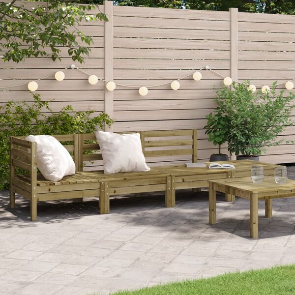 vidaXL Garden Sofa Natural Wood Pinewood 4-seater Modular