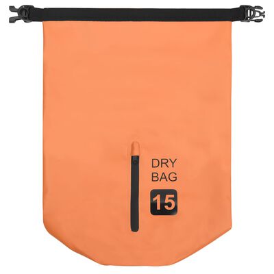 vidaXL Dry Bag with Zipper Orange 4 gal PVC