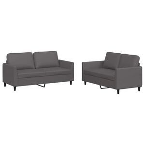 vidaXL Sofa Set Grey Faux leather, metal, textilene, plywood 2-Seater