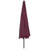 vidaXL Garden Parasol with LED Lights and Metal Pole 157.5" Bordeaux Red