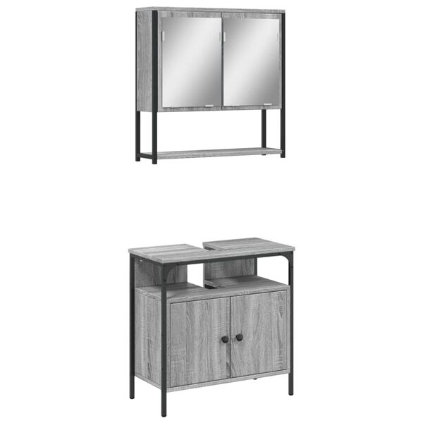 vidaXL Bathroom Furniture Set Grey Sonoma Engineered wood Medium