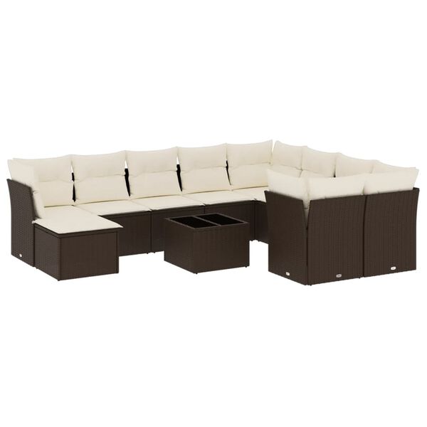 vidaXL Garden Sofa Set Brown, Cream White