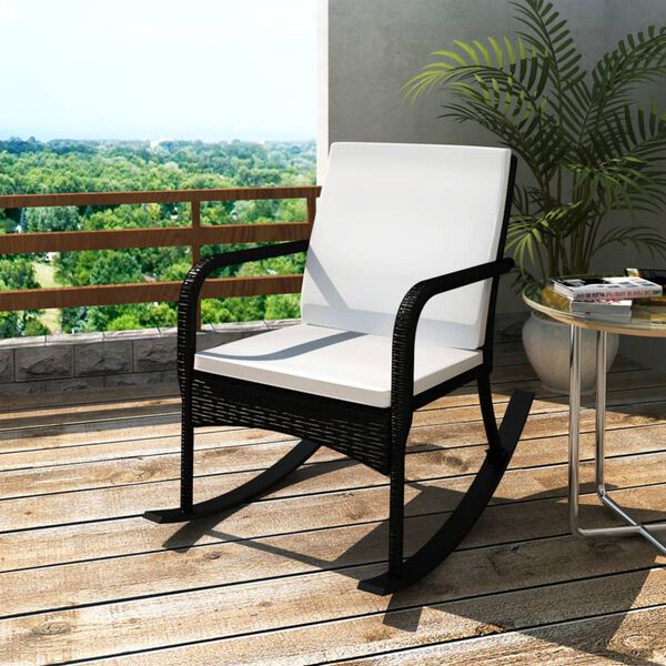 vidaXL Rocking Chair Black and Cream White