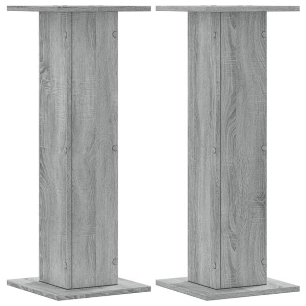 vidaXL Speaker Stands 2 pcs Grey Sonoma 11.8x11.8x31.5" Engineered Wood