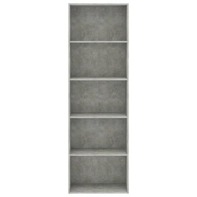 vidaXL 5-Tier Book Cabinet Concrete Gray 23.6"x11.8"x74.4" Chipboard