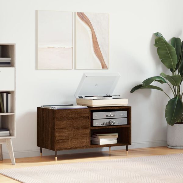 vidaXL Record Cabinet Brown Oak Engineered Wood Medium Record Cabinet