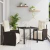 vidaXL Garden Dining Set with Cushion 3 pcs Brown Poly Rattan