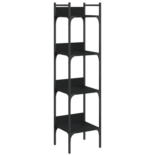 vidaXL Bookshelf Black Engineered Wood, Powder-Coated Steel