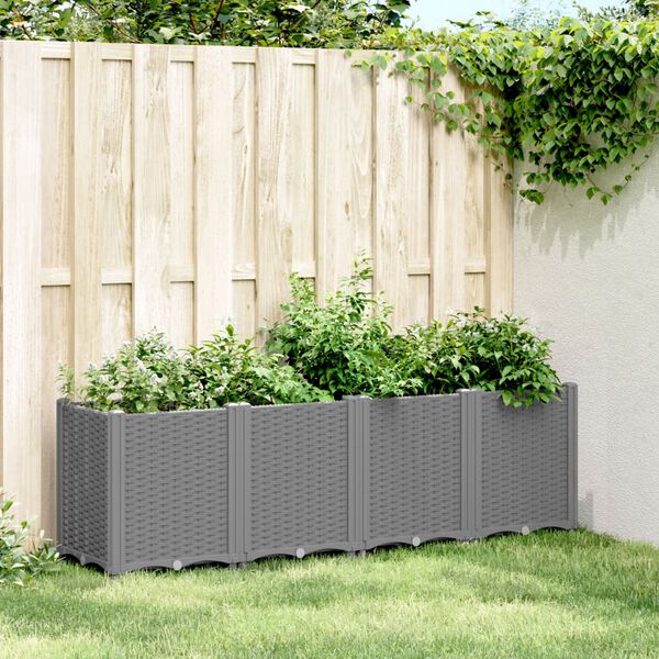 vidaXL Garden Planter Light Grey Polypropylene Large Modular
