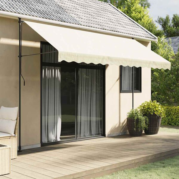 vidaXL Retractable Awning Cream 137.8"x59.1" Fabric and Steel