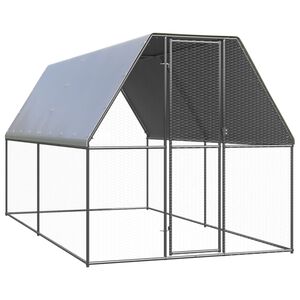 vidaXL Chicken Cage Silver and silver grey Galvanized steel, polyethylene