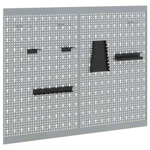 vidaXL Storage Bench 2 pcs Gray 100 x 1 x 80 cm Powder-coated steel