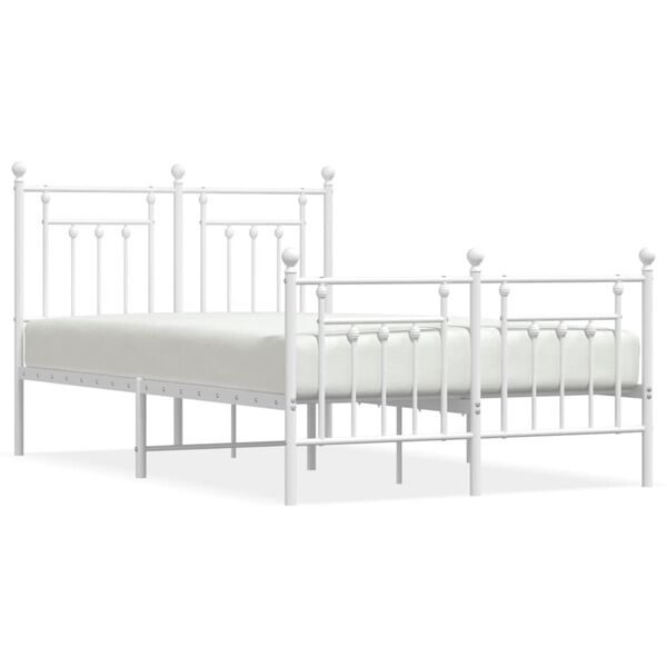 vidaXL Bed Frame White Powder-Coated Steel 47.2 x 78.7 in Bed Frame
