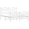 vidaXL Bed Frame White Powder-Coated Steel Double Bed Frame