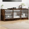 vidaXL TV Cabinet Smoked Oak Engineered Wood, Glass Modern Style