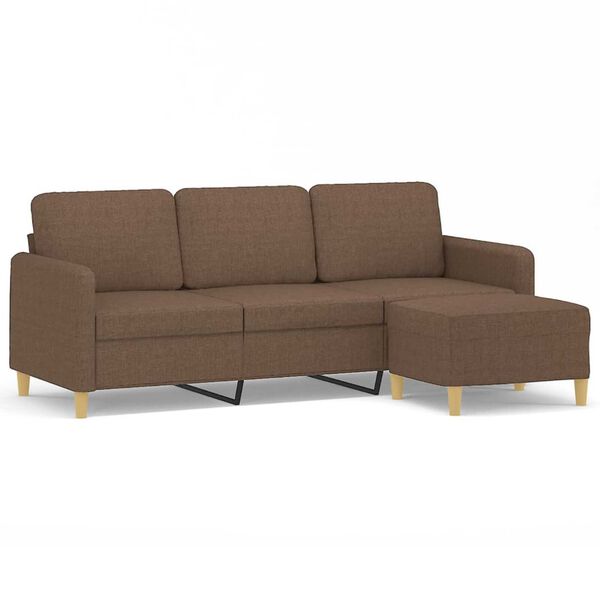 vidaXL 3-seater Sofa With Footstool Brown
