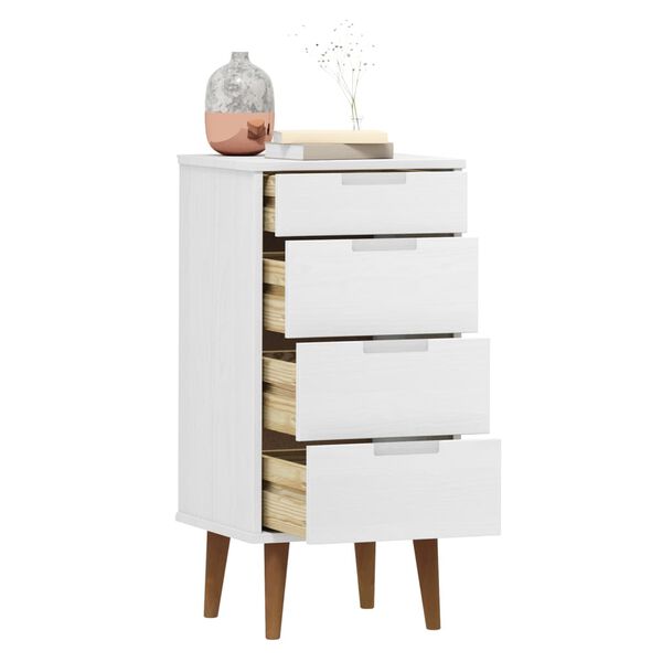 vidaXL Drawer Cabinet White Solid pine wood Standard Drawer Cabinet
