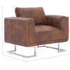 vidaXL Armchairs Brown Faux suede leather, wooden frame, chrome feet