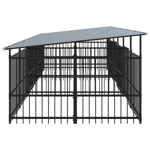 vidaXL Dog Kennel Black Powder-coated steel 121.0 sq ft Durable