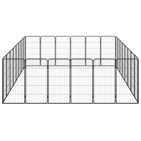vidaXL Dog Playpen Black Powder-coated Steel Large