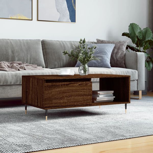 vidaXL Coffee Table Brown Oak Engineered wood, Metal Medium Coffee Table