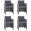 vidaXL Garden Dining Set Grey PE Rattan, Glass, Powder-Coated Steel Medium