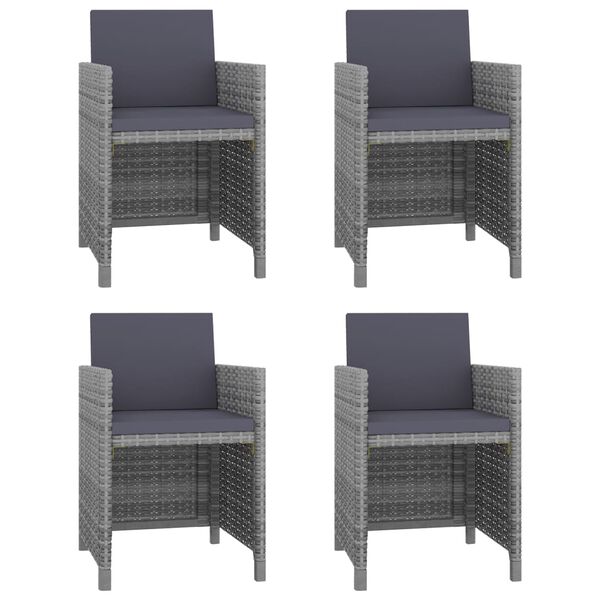 vidaXL Garden Dining Set Grey PE Rattan, Glass, Powder-Coated Steel Medium