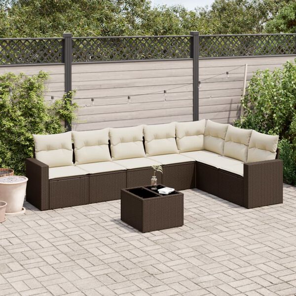 vidaXL Garden Sofa Set Brown Poly Rattan Large UV-resistant materials