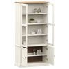 vidaXL Glass Display Cabinet White Solid pine wood with wax finish Tall