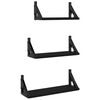 vidaXL Wall Shelf Set Black Engineered wood, metal Small Wall Shelf Set