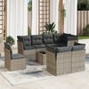 vidaXL Garden Sofa Set Grey PE rattan, Powder-coated steel, Tempered glass