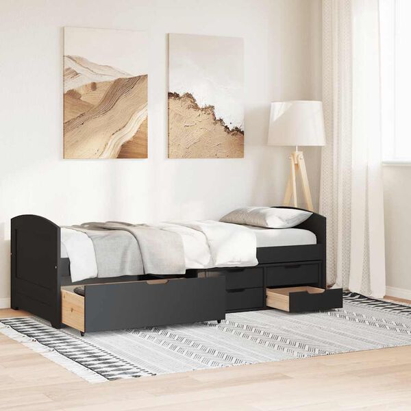 vidaXL Day Bed Black Solid pine wood, engineered wood 35.4 x 78.7 in