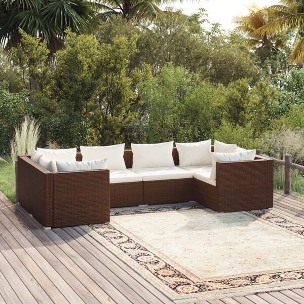 vidaXL Garden Lounge Set Brown, Cream