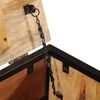 vidaXL Storage Box Natural Wood Solid Rough Mango Wood, Iron Medium
