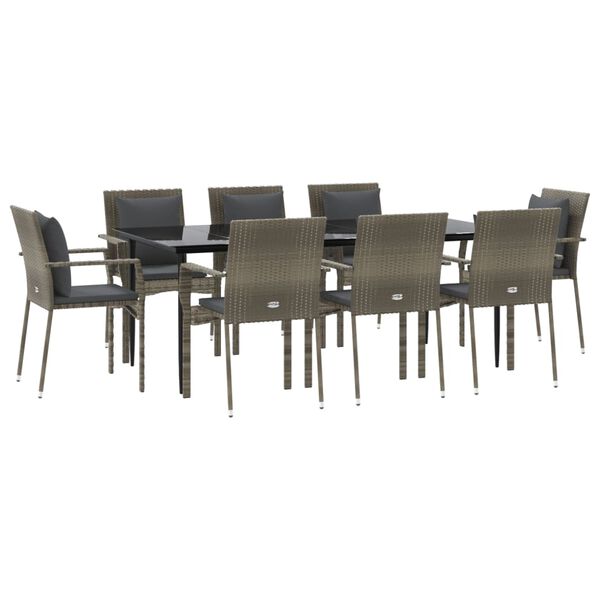 vidaXL Garden Dining Set Black and grey