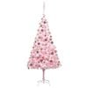 vidaXL Artificial Pre-lit Christmas Tree with Ball Set Pink 82.7" PVC