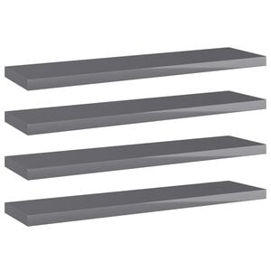 vidaXL Shelf Set of 4 High gloss grey Engineered wood 15.7x3.9x0.6 in