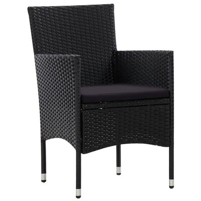 vidaXL 4 Piece Patio Lounge Set With Cushions Poly Rattan Black