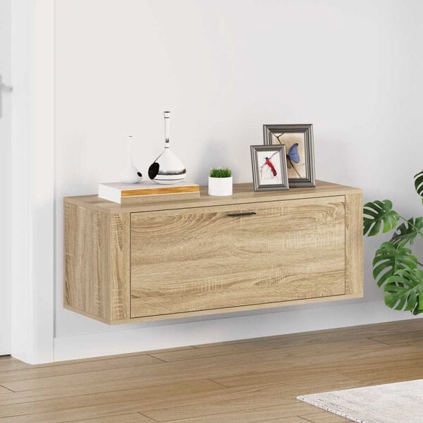 vidaXL Wall Shoe Cabinet Sonoma Oak Engineered Wood Compact