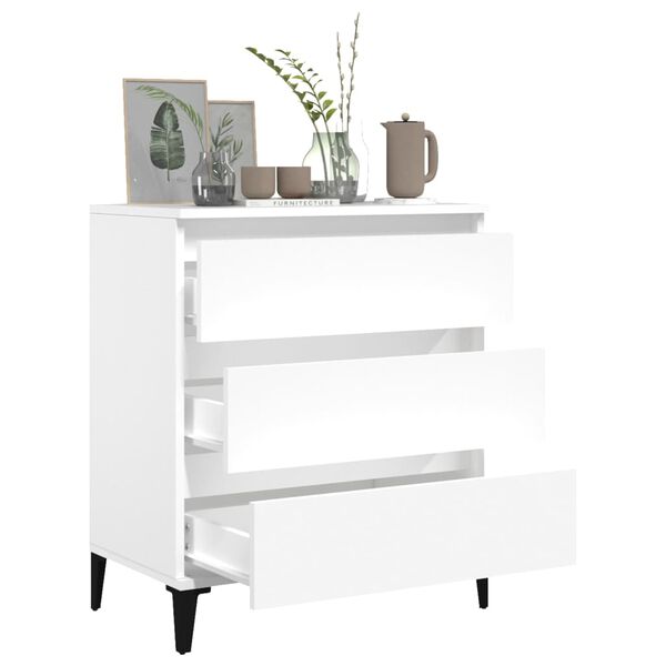 vidaXL Sideboard White Engineered Wood, Metal Medium Sideboard