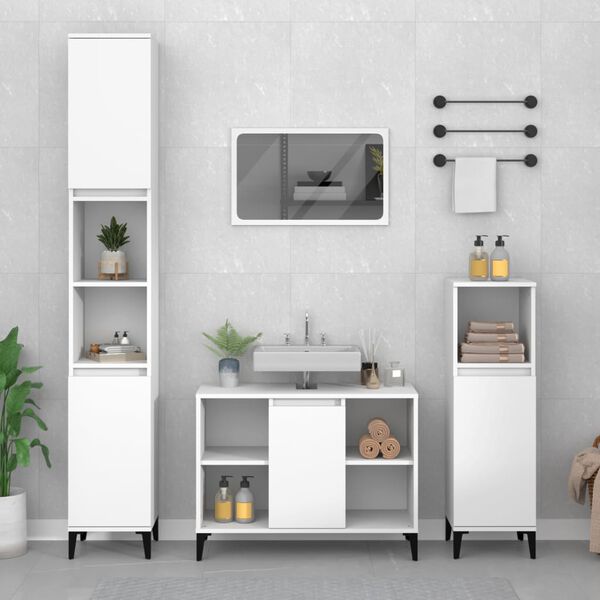 vidaXL Sink Cabinet White Engineered wood, Metal Medium