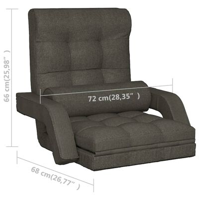 vidaXL Folding Floor Chair with Bed Function Dark Gray Fabric