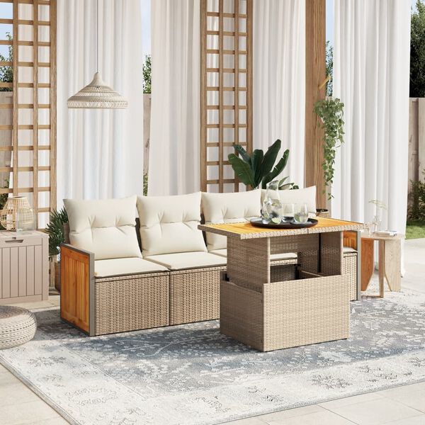vidaXL Garden Sofa Set Beige, Cream White