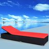 vidaXL Sun Lounger Black Red PE Rattan, Powder-Coated Steel, Polyester