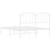 vidaXL Bed Frame White Powder-Coated Steel Double Bed Frame