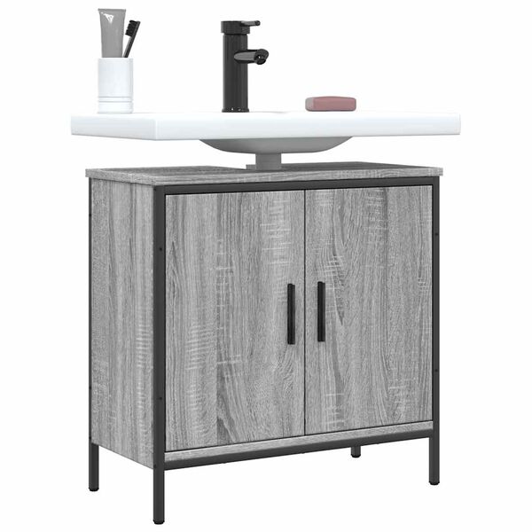 vidaXL Bathroom Sink Cabinet Grey sonoma Engineered wood 23.6x11.8x23.6 in