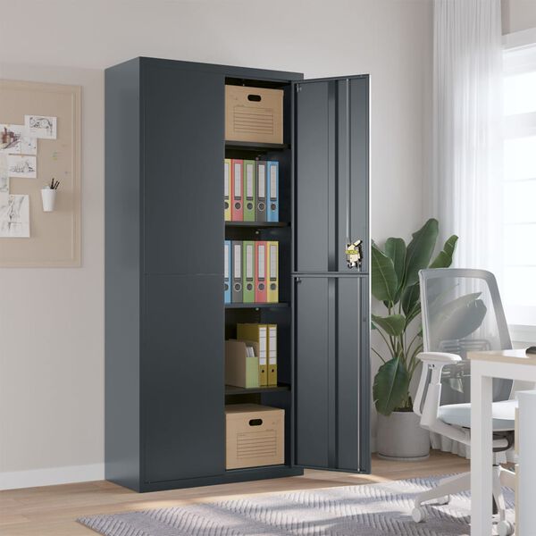 vidaXL File Cabinet Anthracite Powder-coated steel Extra Tall