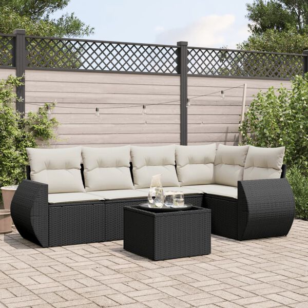 vidaXL Garden Sofa Set Black, Cream White